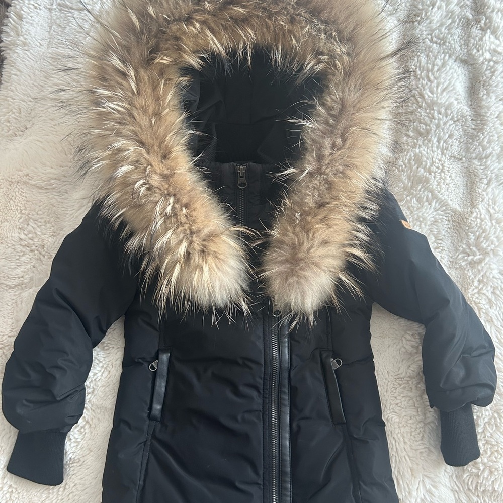 Mackage Kids Black Puffer with Fur Hood